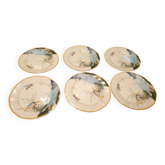 6 Dessert plates Gien France Caribbean