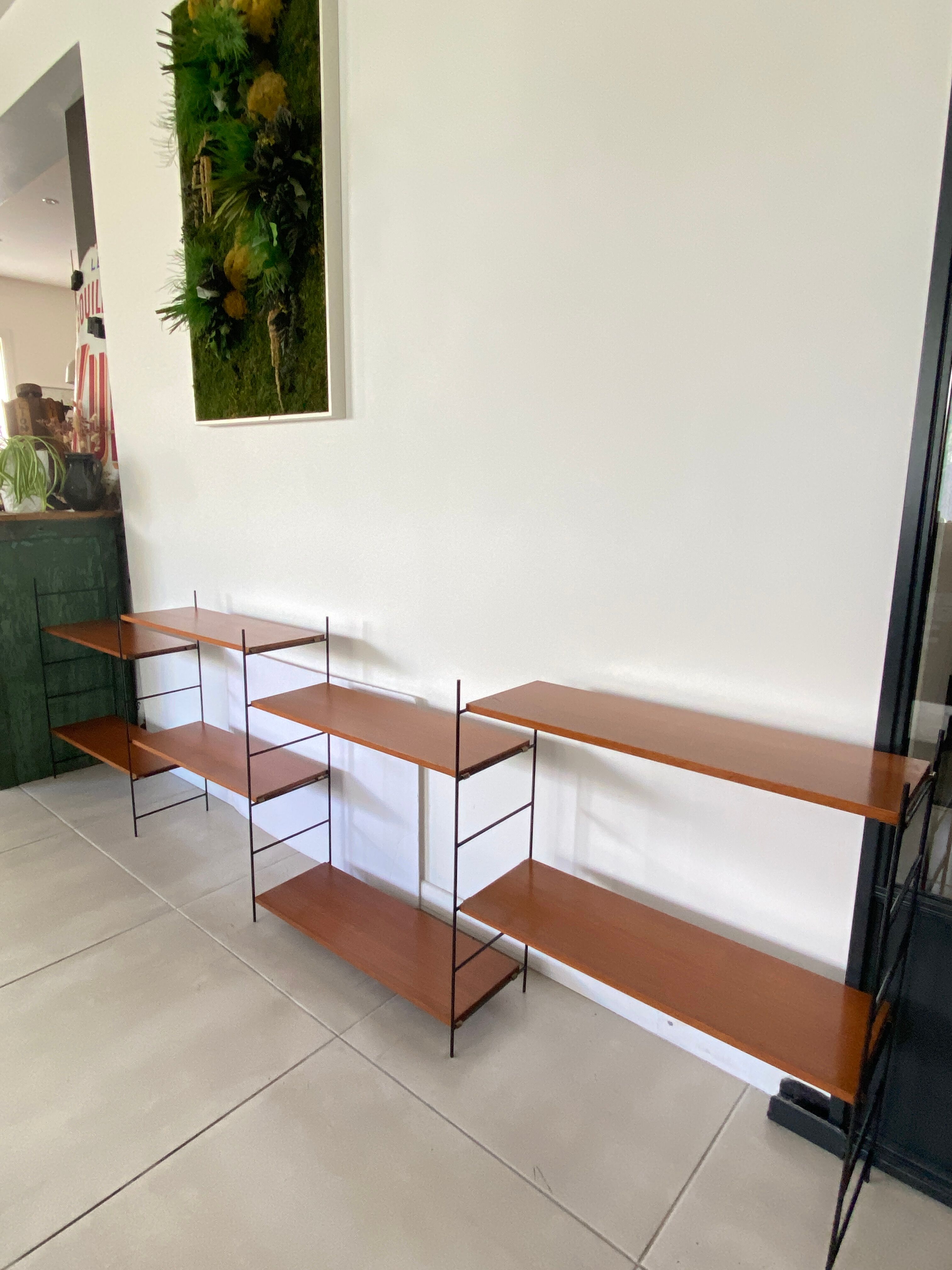 Vintage wooden string shelves