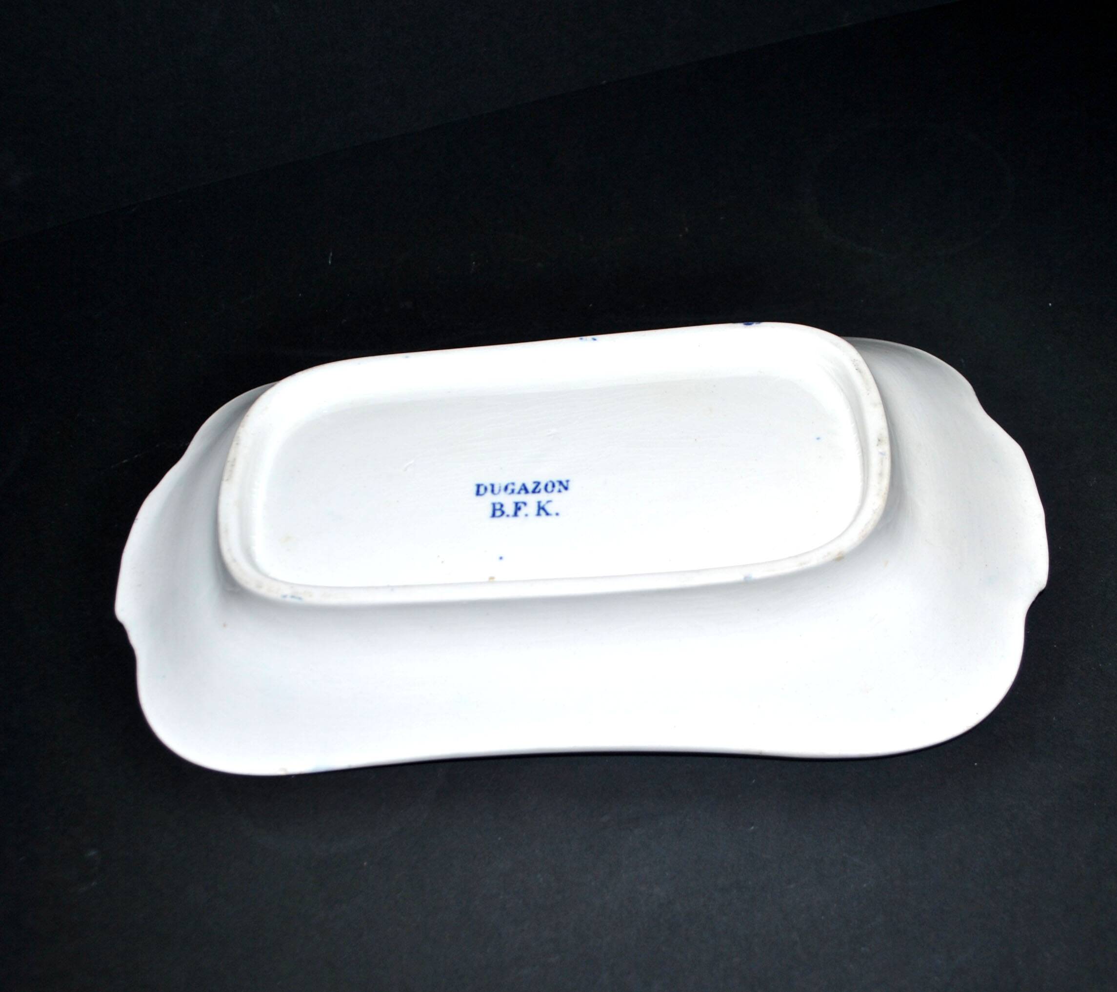 Antique Dugazon 1900 earthenware dish from BOCH Frères KERAMIS in Belgium