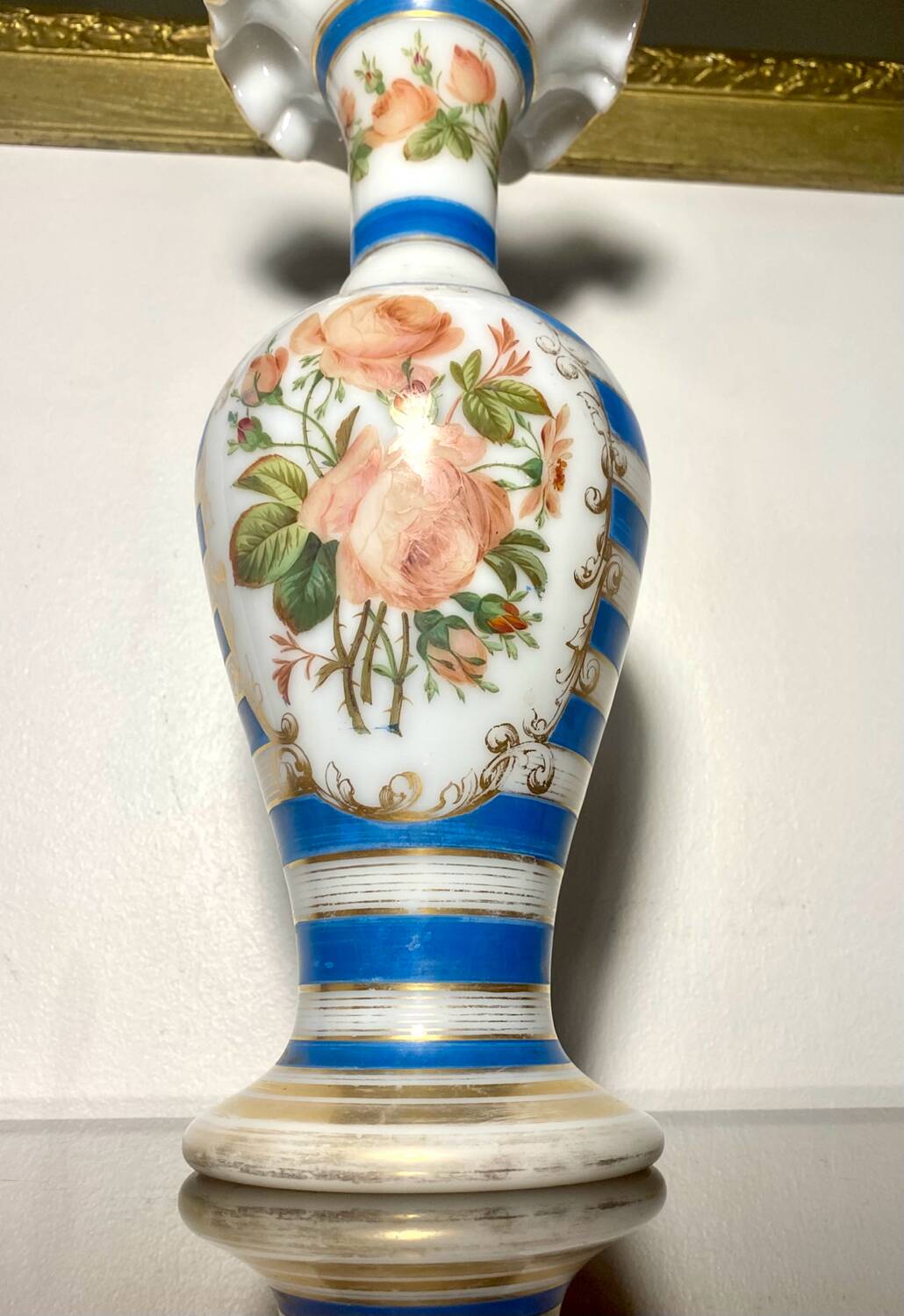 Jean-françois robert baccarat vase opaline peint main