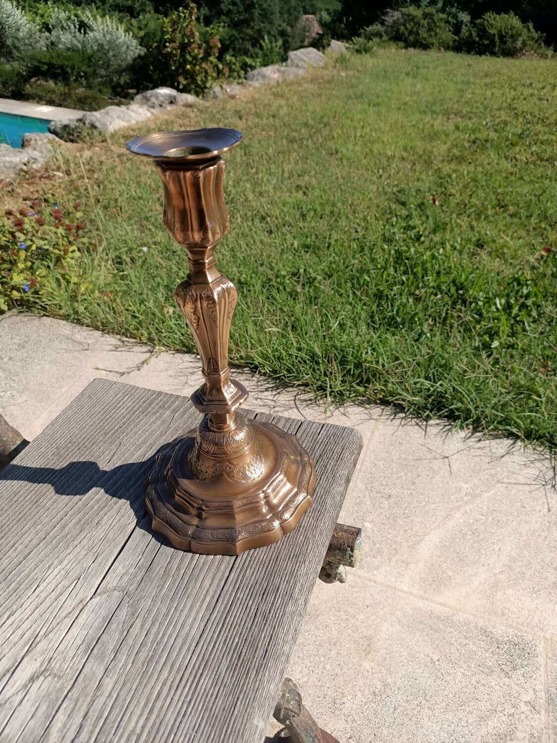 18th century chiseled bronze candlestick