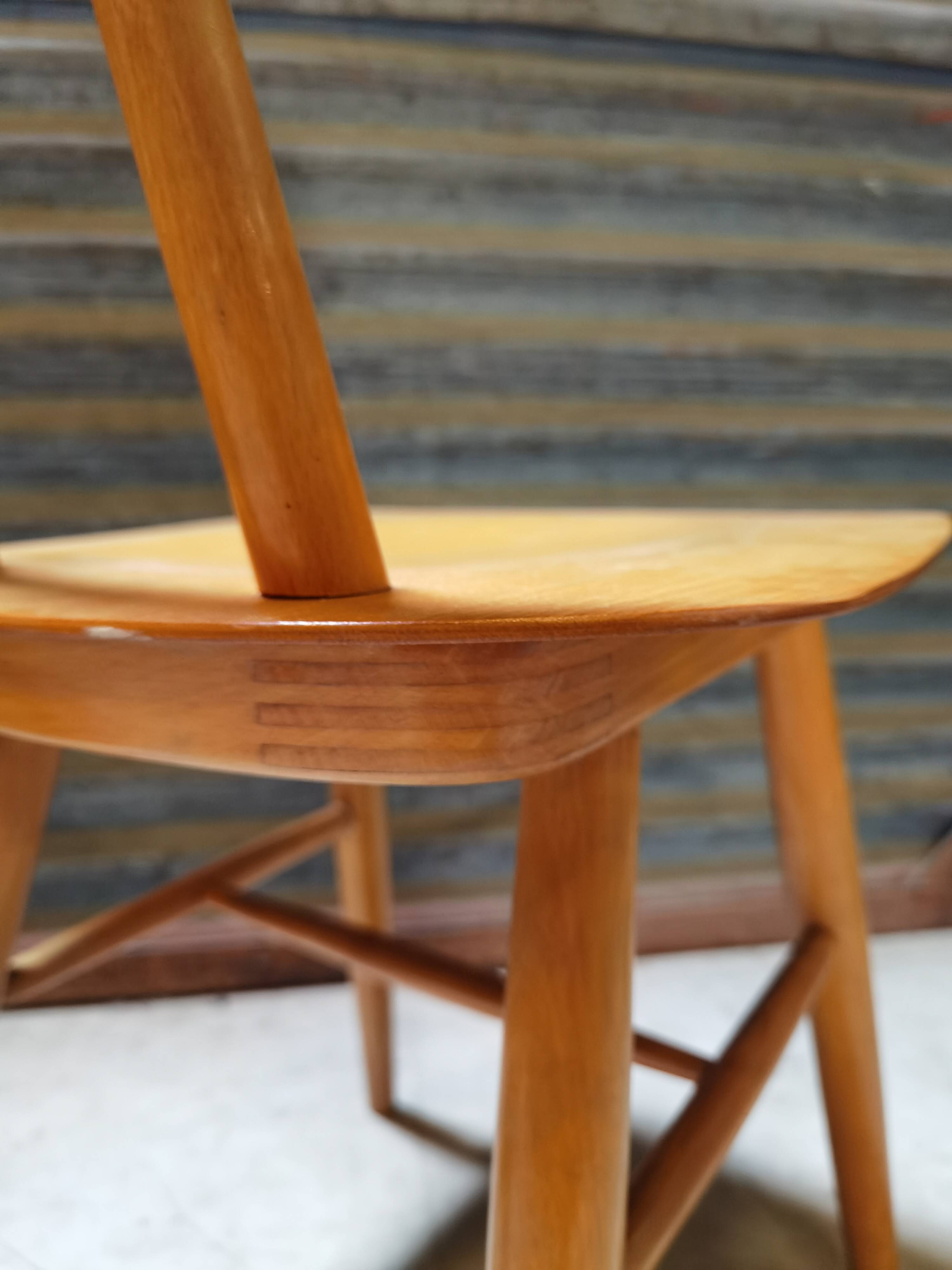 Wooden tower chair published by Ton 1960