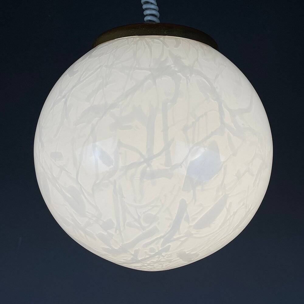 Classic white Murano pendant lamp, Italy, 1970s