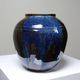 Small vintage/antique vase, very fine stoneware, flamed glaze, signature art ceramic