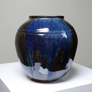 Small vintage/antique vase, very fine stoneware, flamed glaze, signature art ceramic