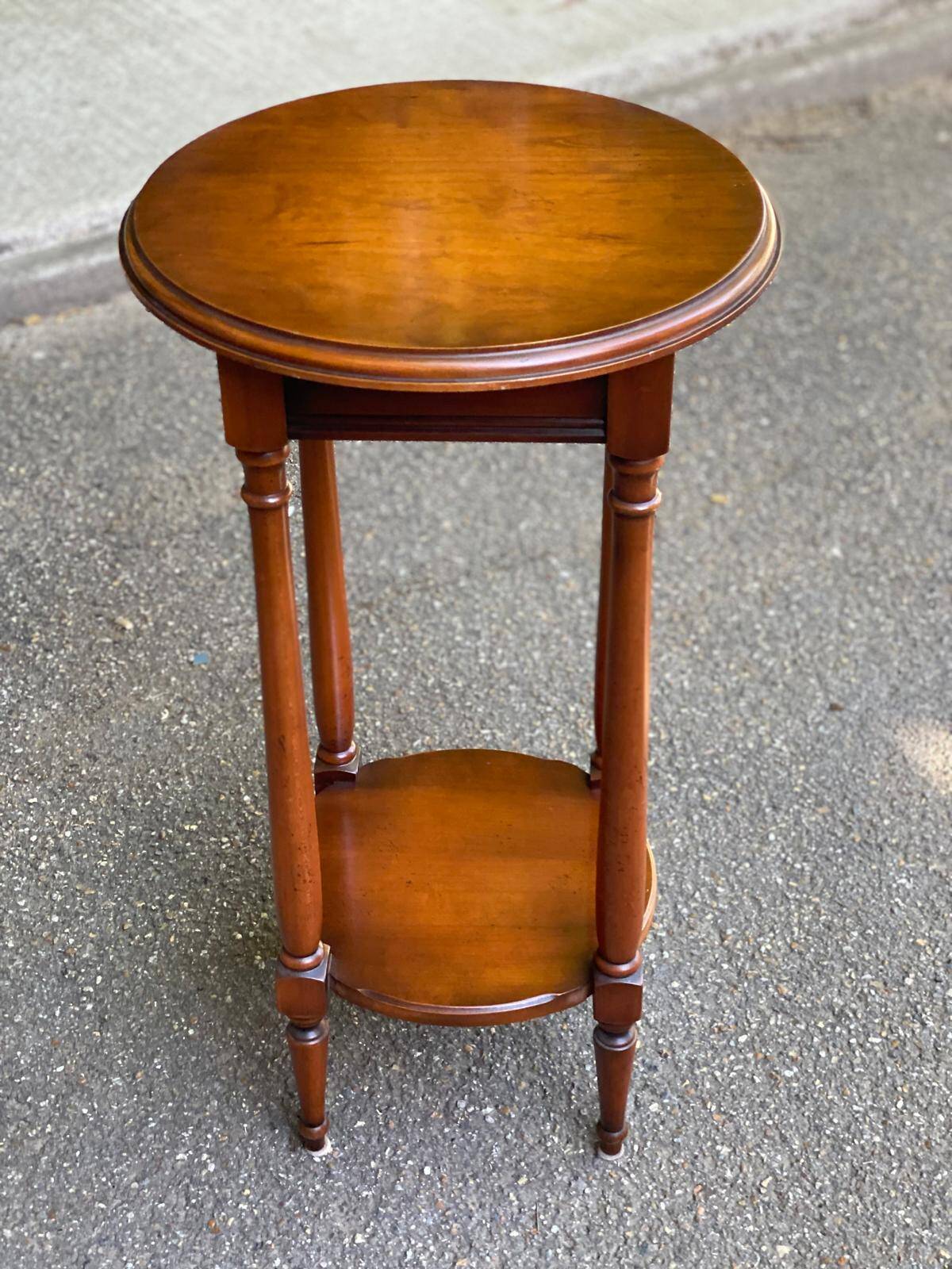 Vintage Louis XVI round solid wood side table 1970