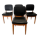 Set of 4 vintage 1960s chairs in wood and black faux leather – design