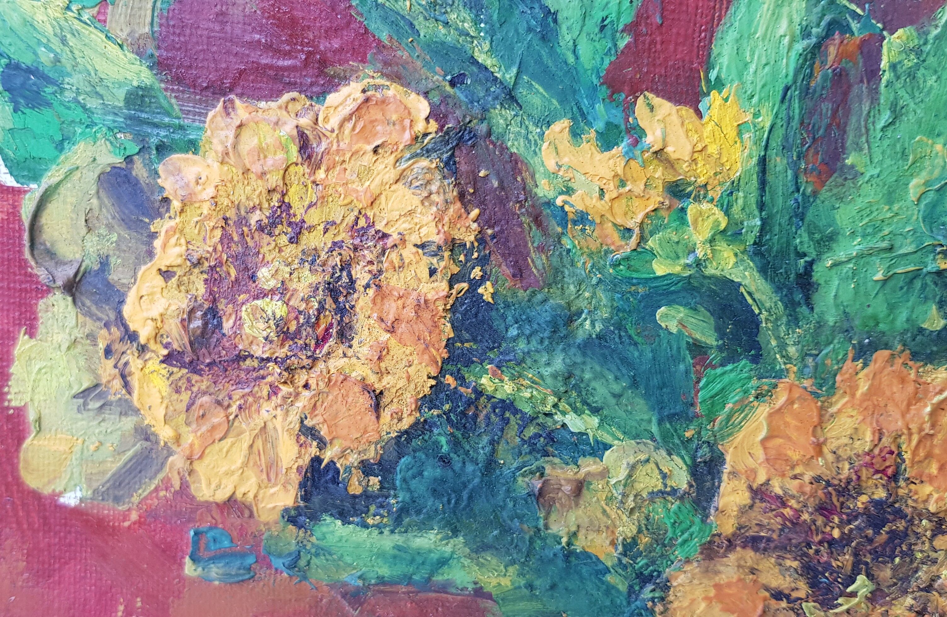 Oil on canvas "marigold flowers"