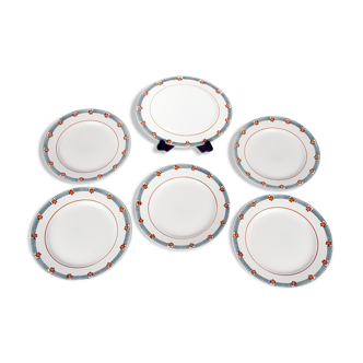 Lot de 6 d'assiettes plates, St Amand, modèle Parame