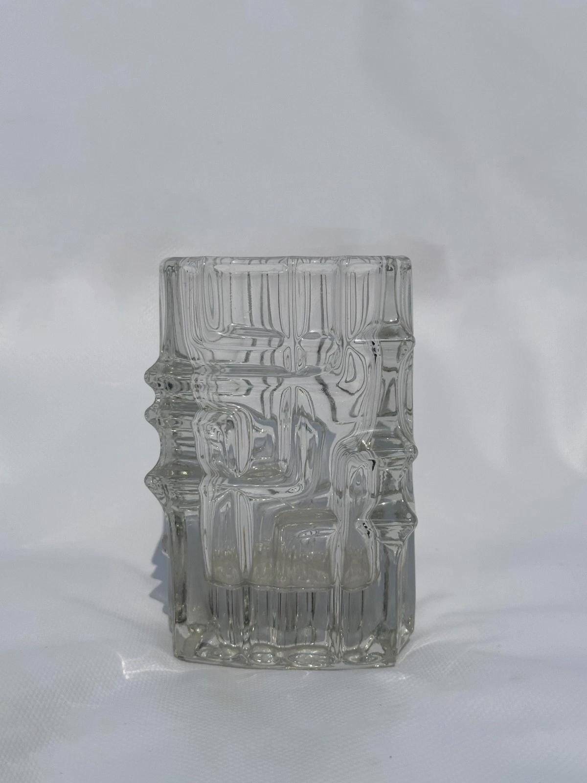 Vladislav Urban pressed glass vase for Rosice, Sklo Union, 1960s
