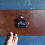 Vintage formica clock rectangular silent wall clock "Odo blue black"