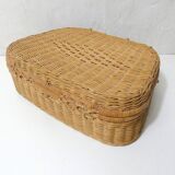 small vintage rattan suitcase