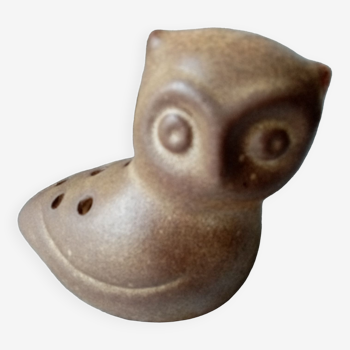 Ancien pique fleurs en ceramique forme de chouette annÉes 60 signe le potier menton