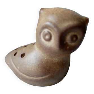 Old ceramic flower stick in the shape of an owl from the 60s signed the potter chin