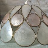 Vintage mother-of-pearl and brass pendant lamp