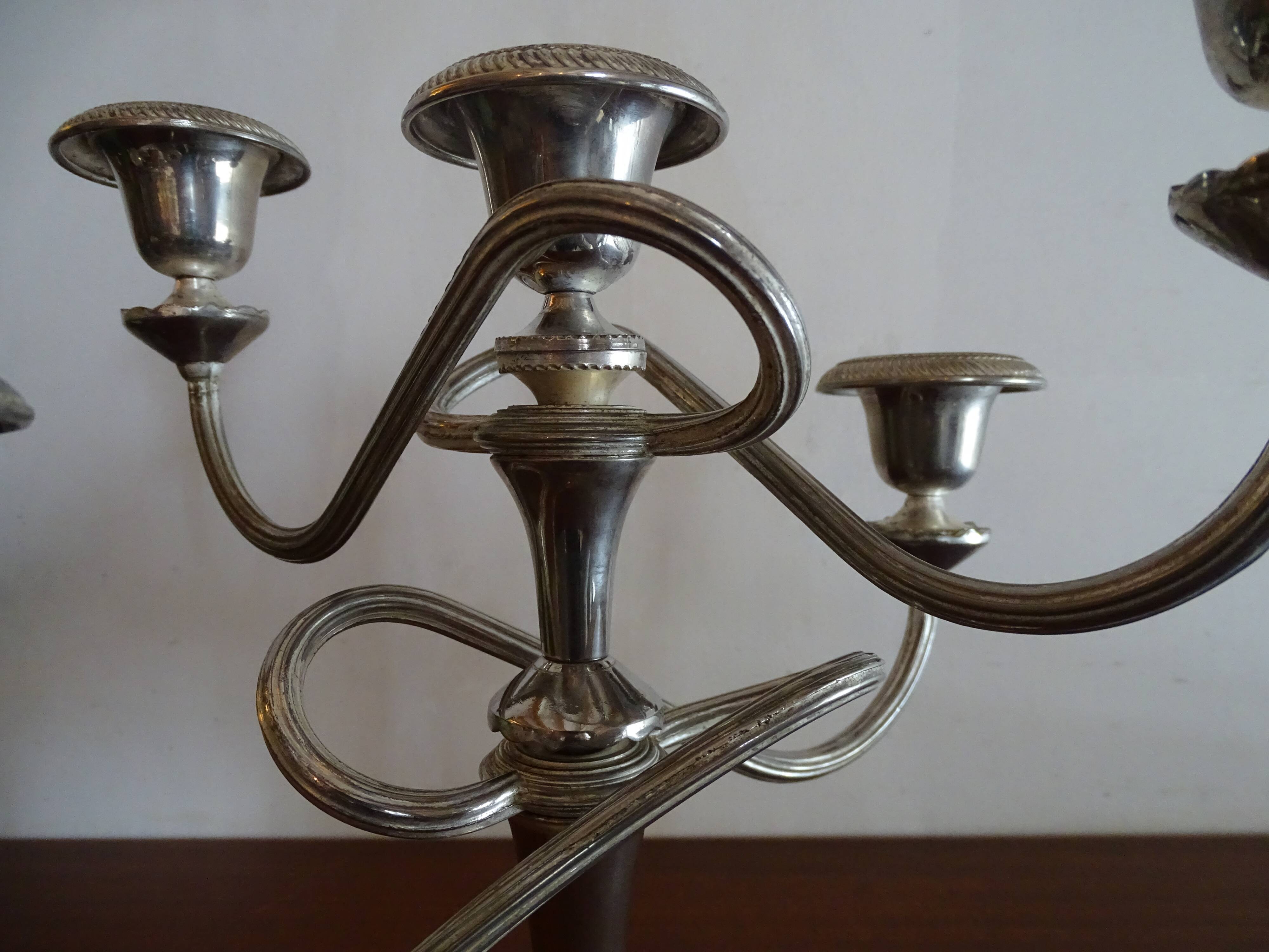 Chandelier 5 burners vintage silver metal