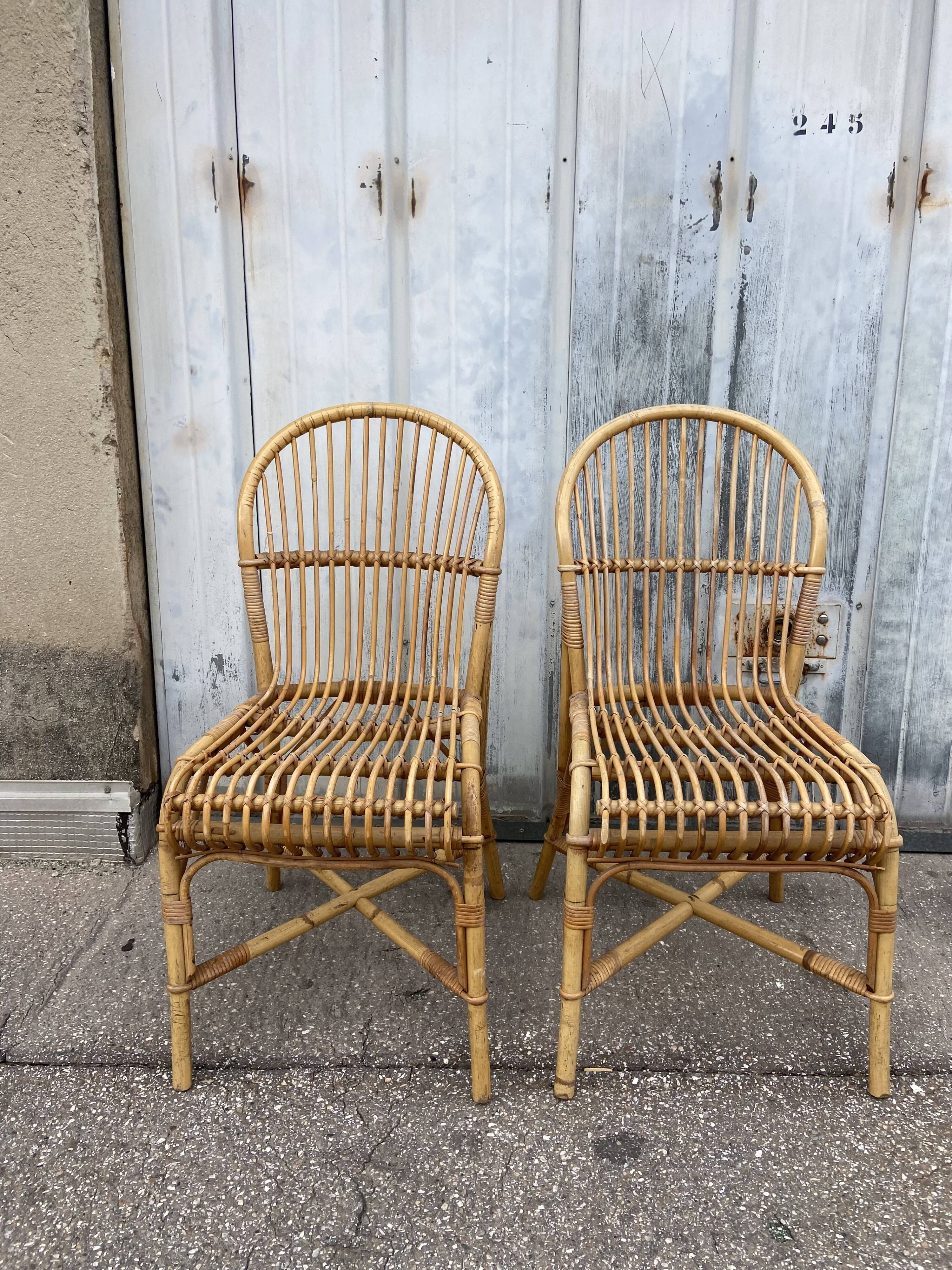 Pair of vintage rattan chairs