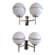 Paire d'appliques vintage, opaline et chrome