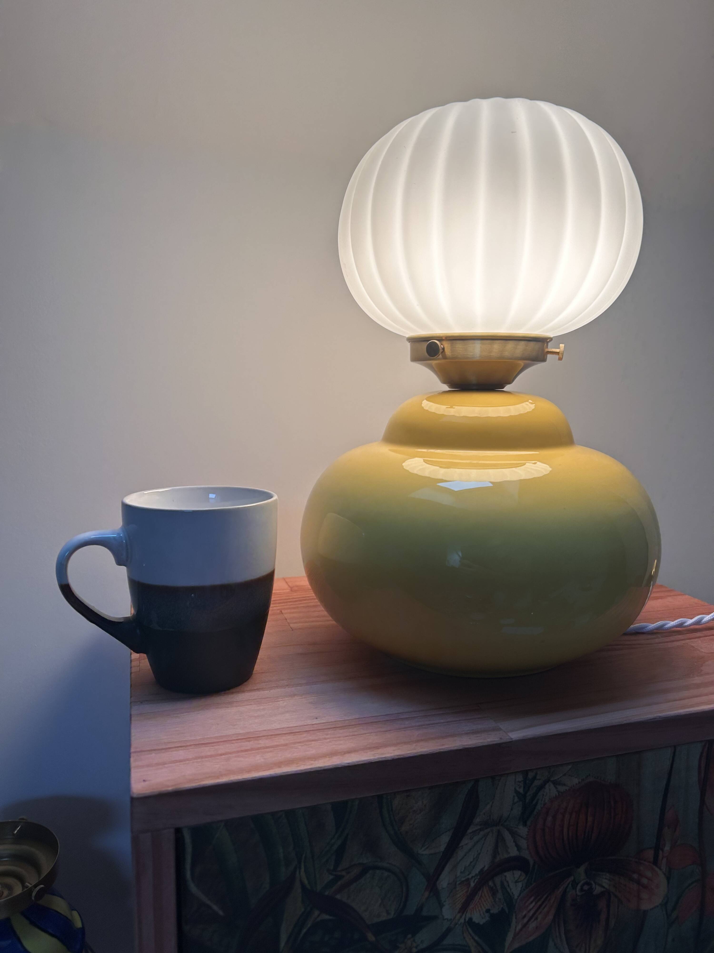 Vintage pleated globe bedside lamp