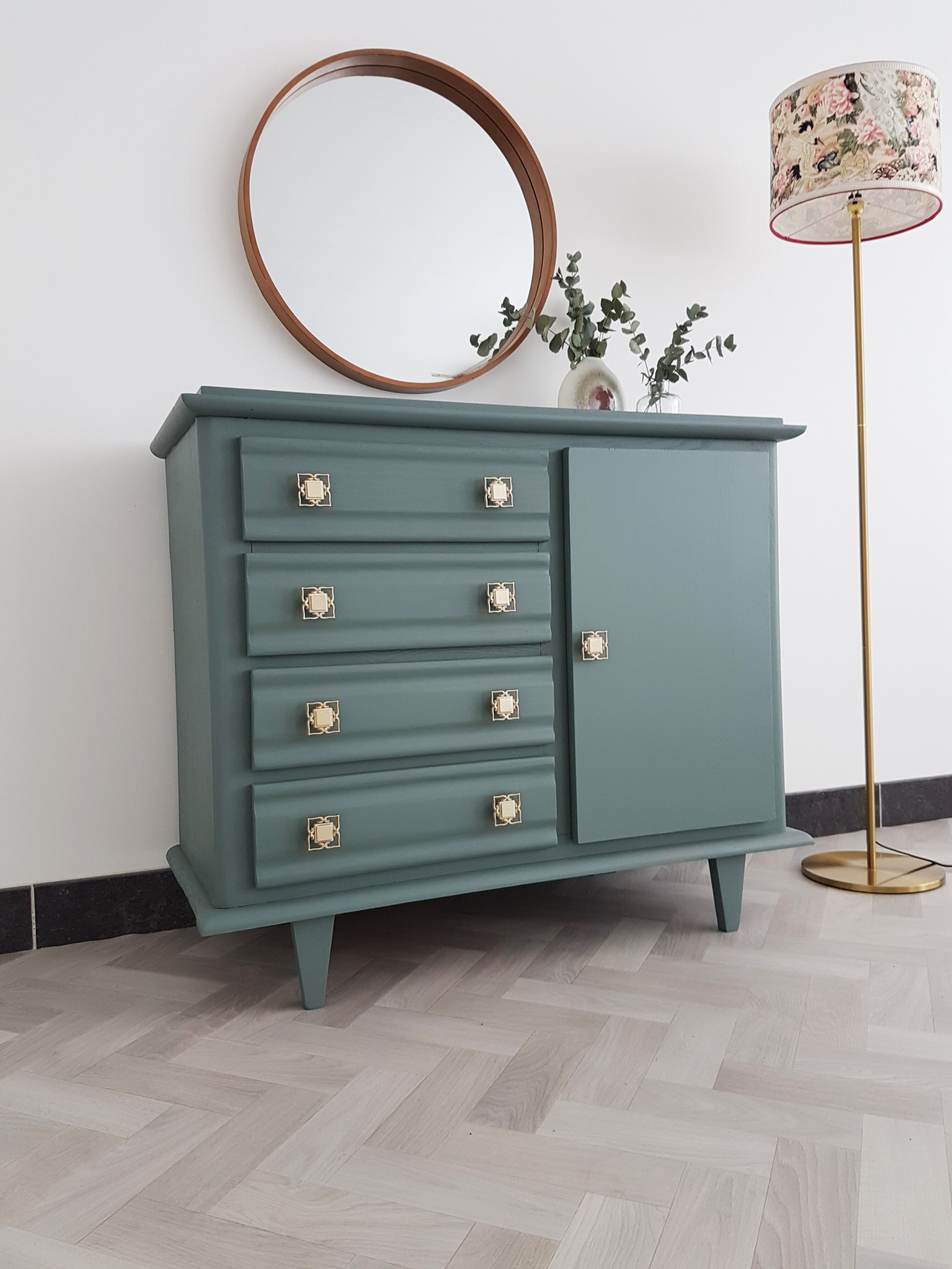 Gray art deco commode