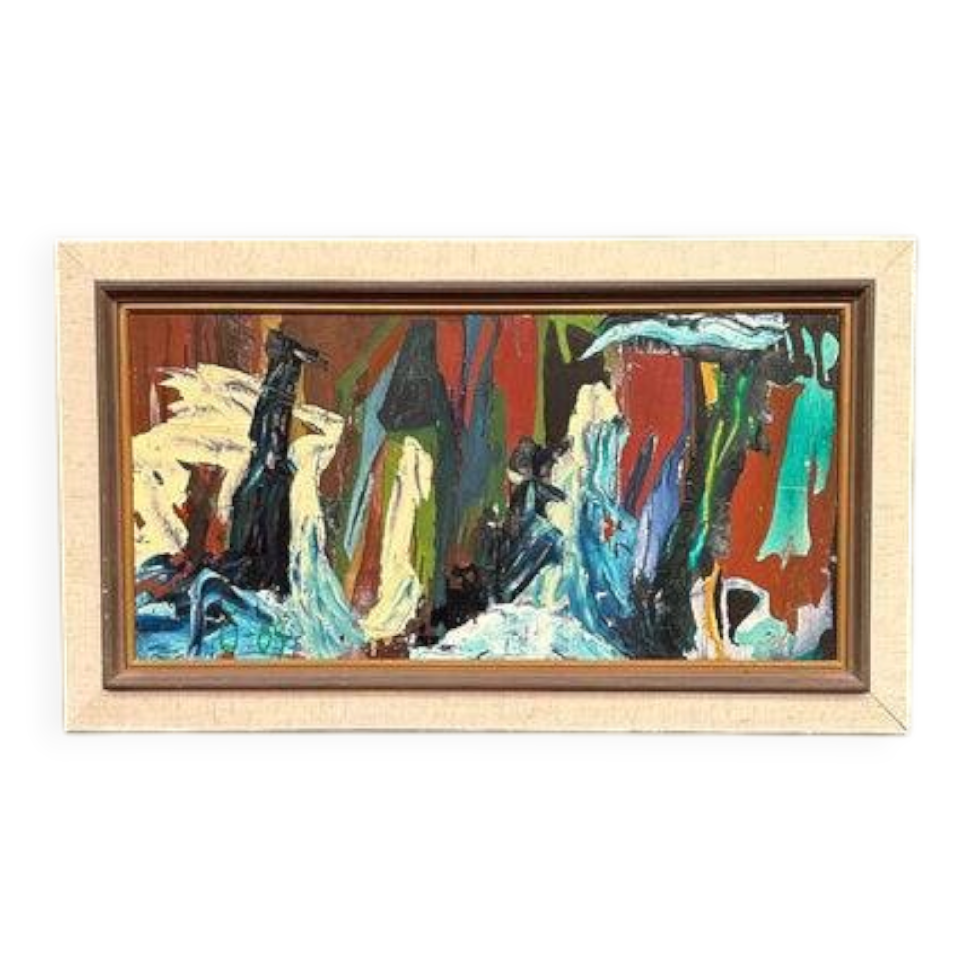 Huile sur panneau d'origine suédoise – “Composition” monogrammée “O”