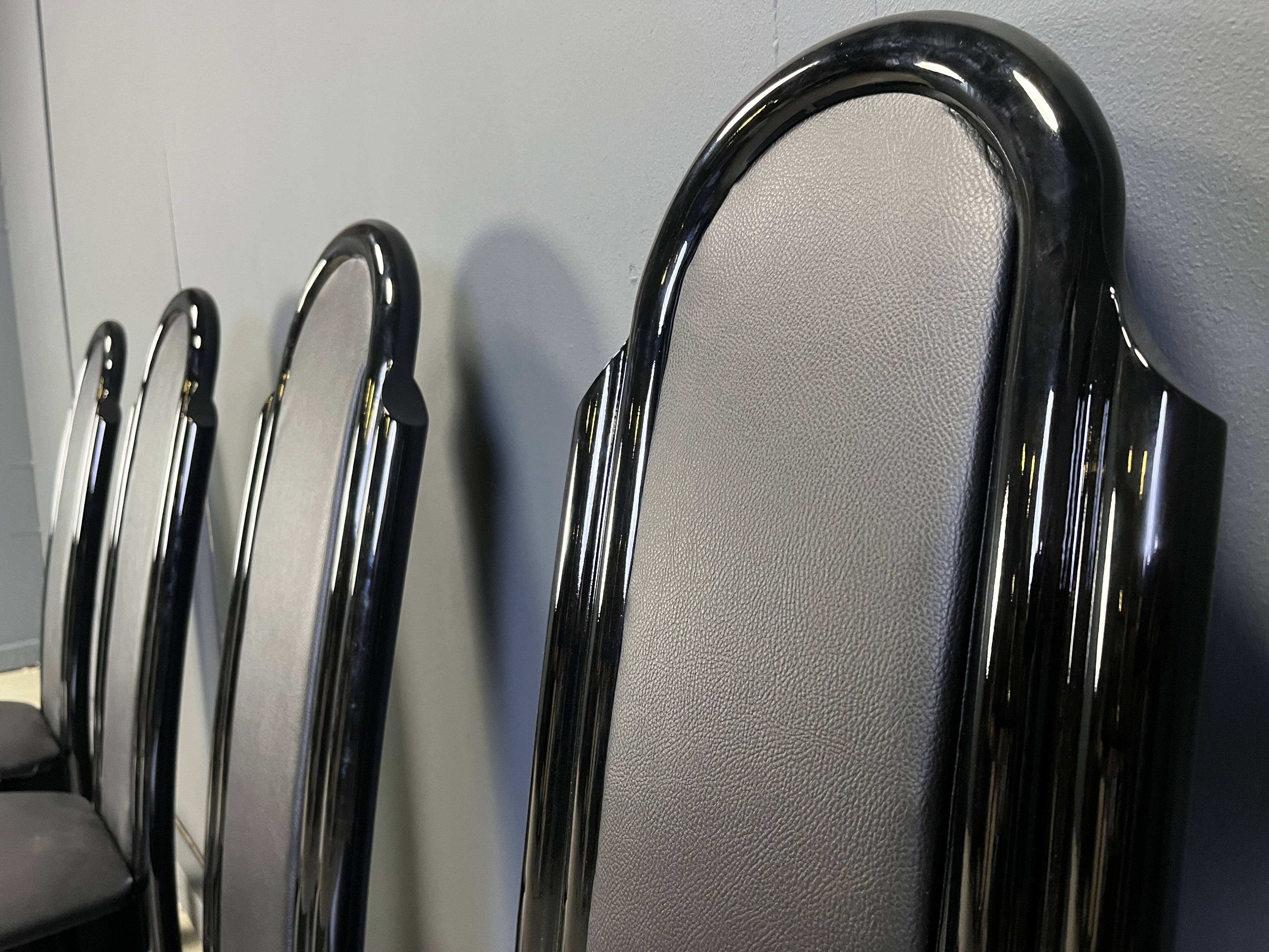 Postmodern lacquered wood italian dining chairs, 1980s