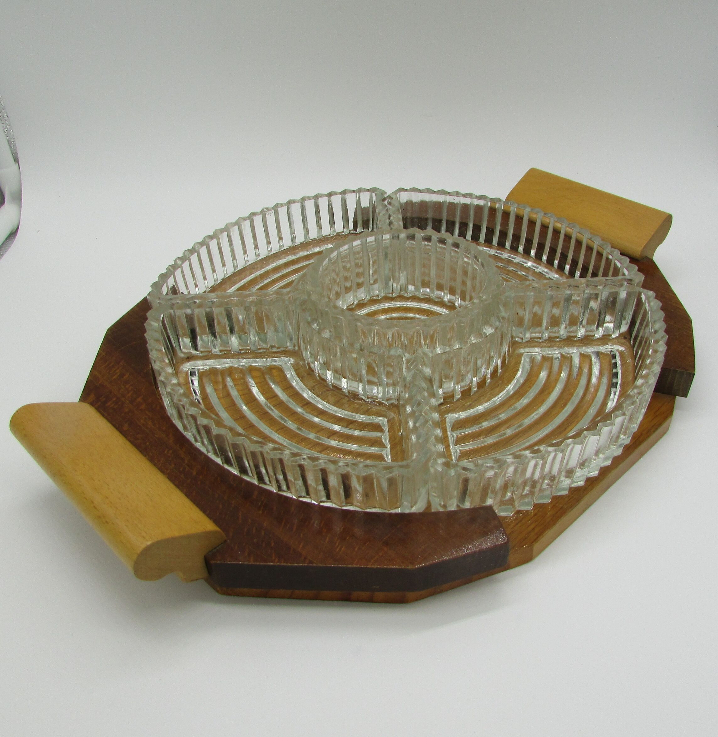 Serving tray 5 glass compartments