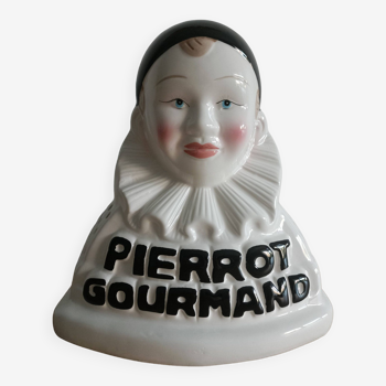 Présentoir à sucette publicitaire pierrot gourmand en porcelaine