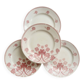 4 flat plates red earthenware Lunéville "Lucien"