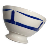 Vintage ironstone bowl from the Badonviller factory in cream and blue.