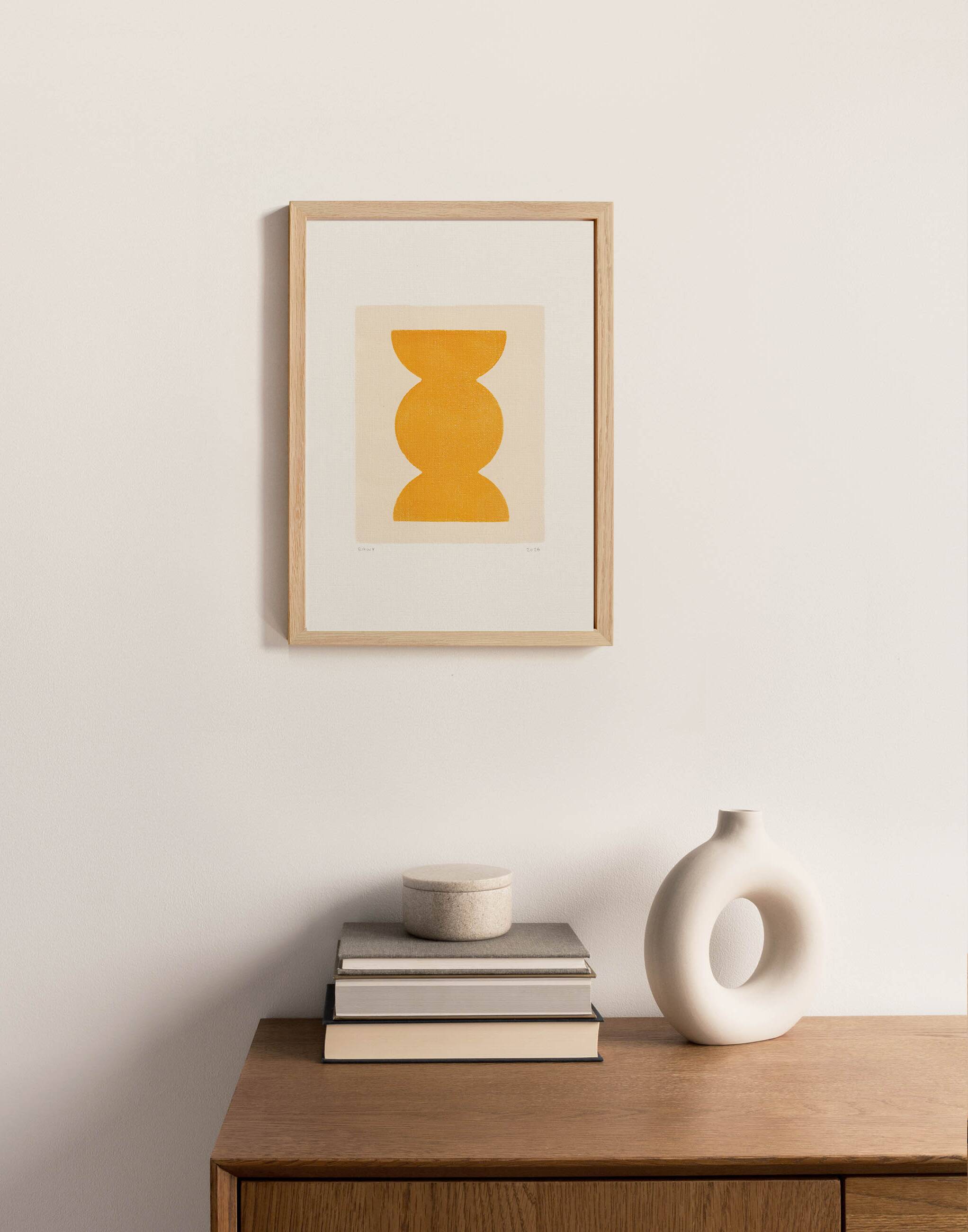 Abstract painting on paper "romy" yellow signed Eawy