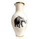 White and gold porcelain vase with black patterns by Mauricio Ortiz