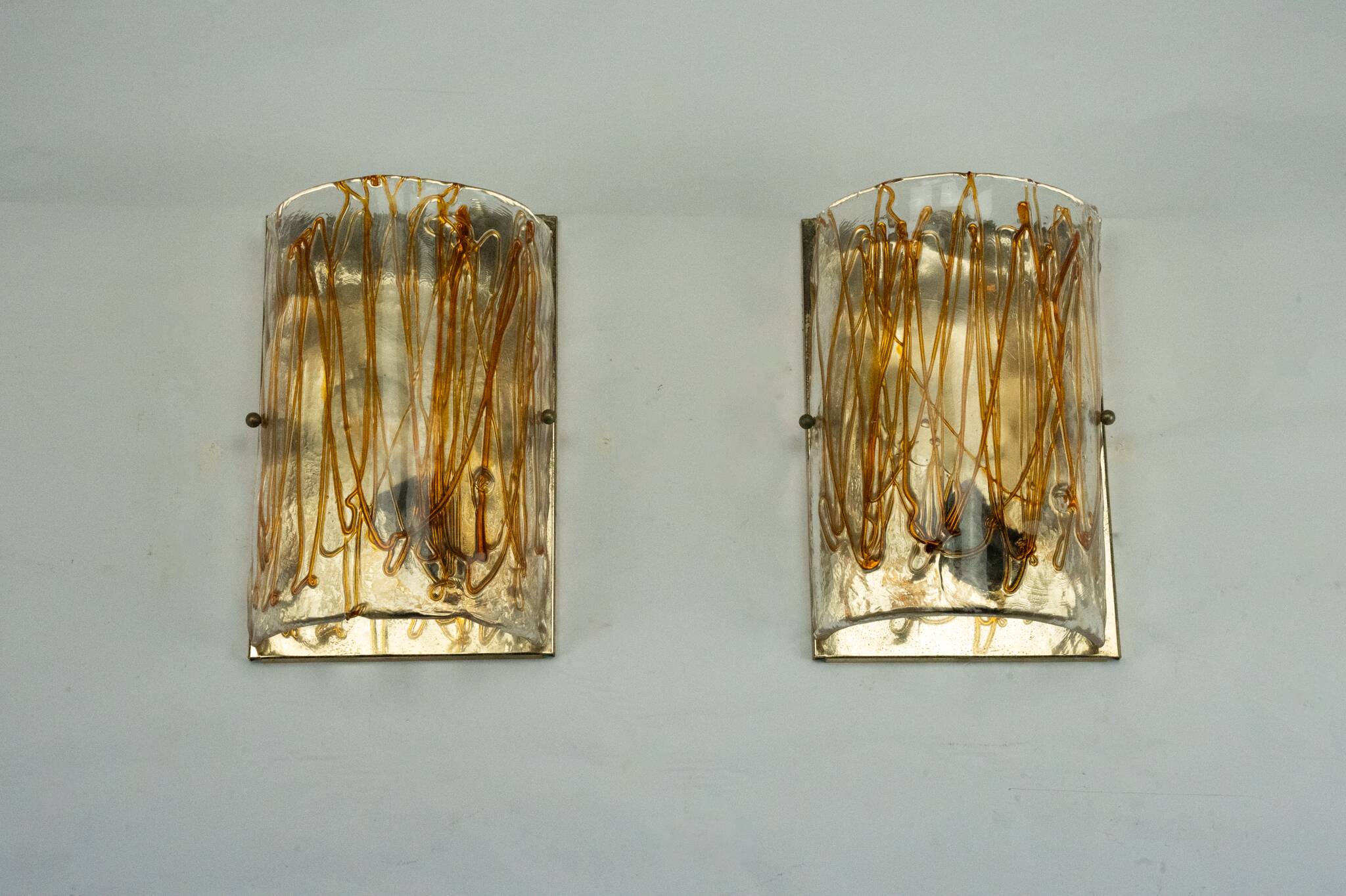 Pair of signed La Murrina thick Murano glass sconces. Italy 1970s.