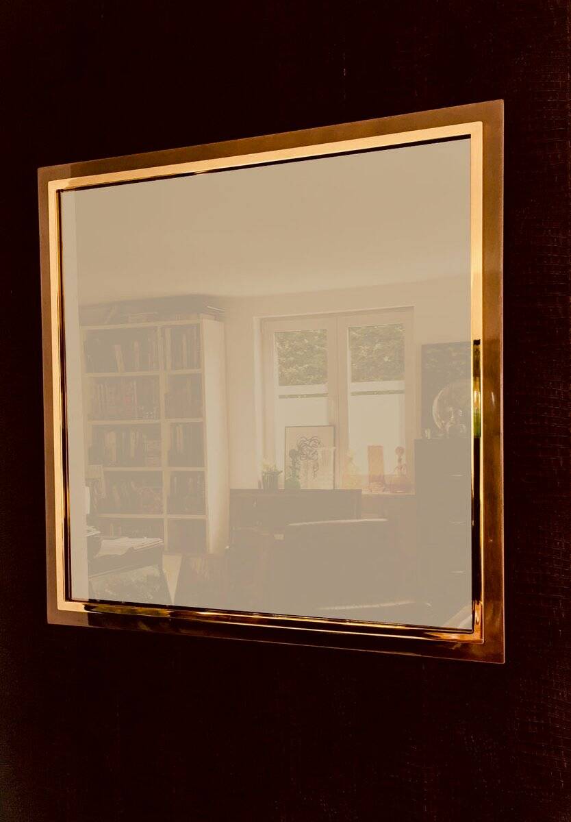 Postmodern Square Bronze Mirror from Belgo Chrom, Belgium, 1980s