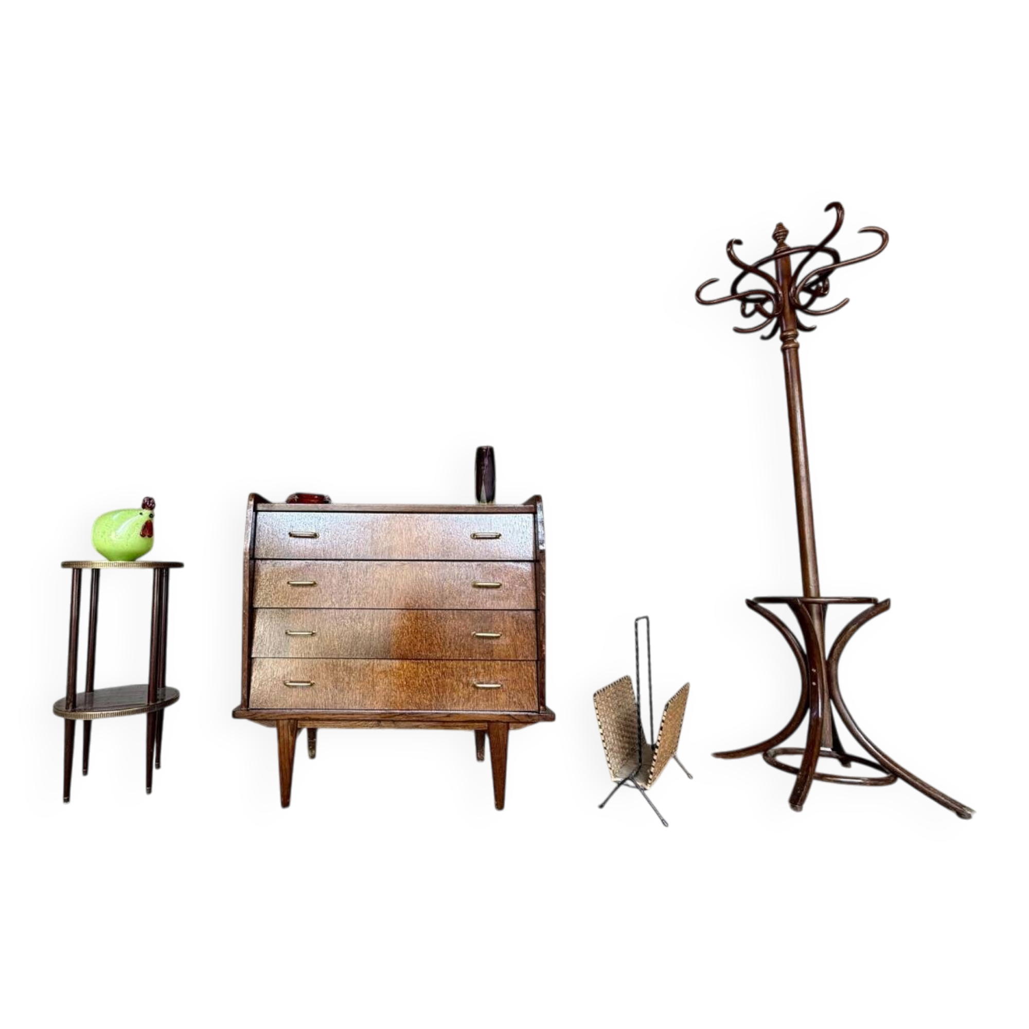 Commode vintage scandinave en bois exotique – 4 tiroirs