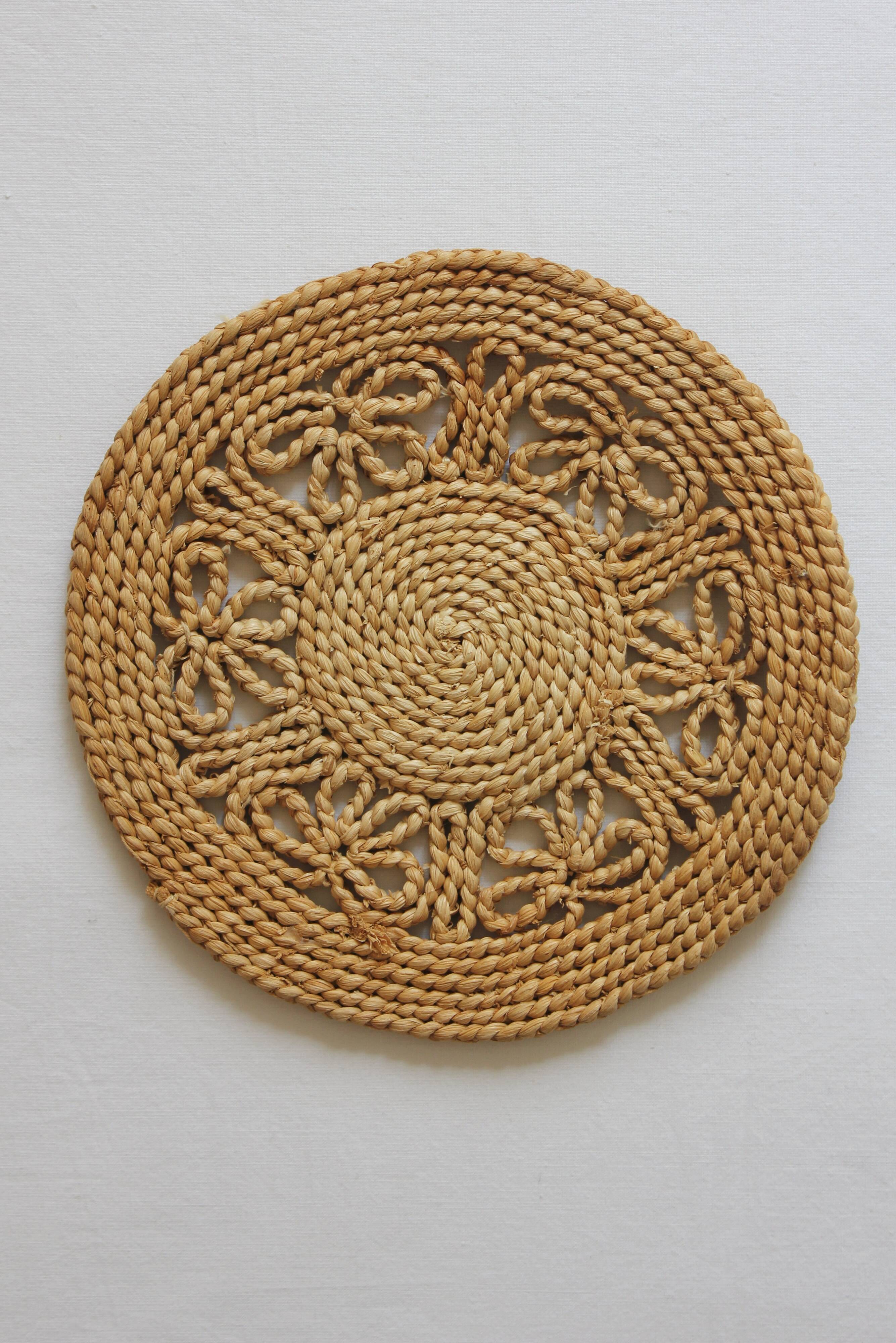 Vintage 70s braided rope table mat