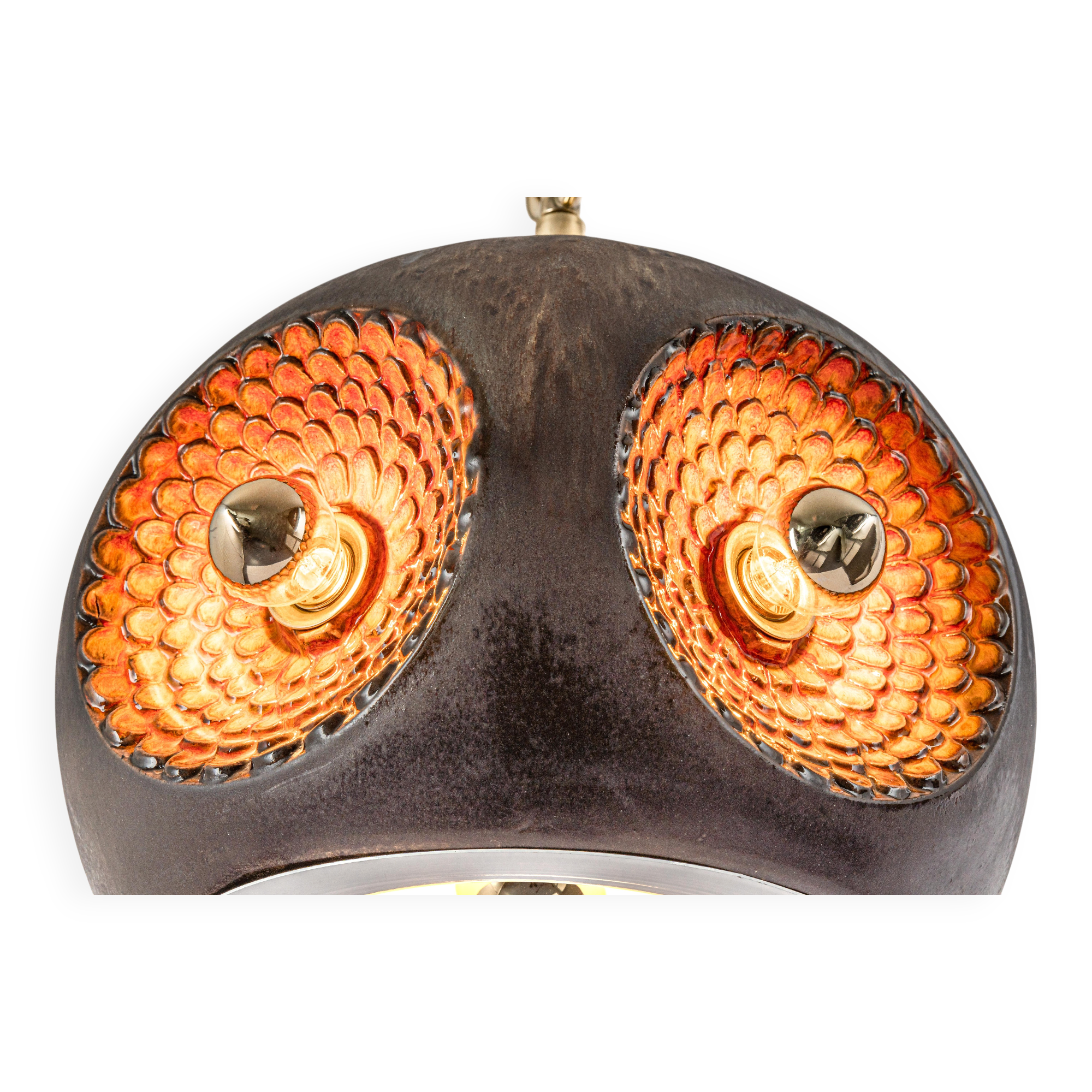 brown and orange ceramic Sputnik pendants, Germany, 1970s