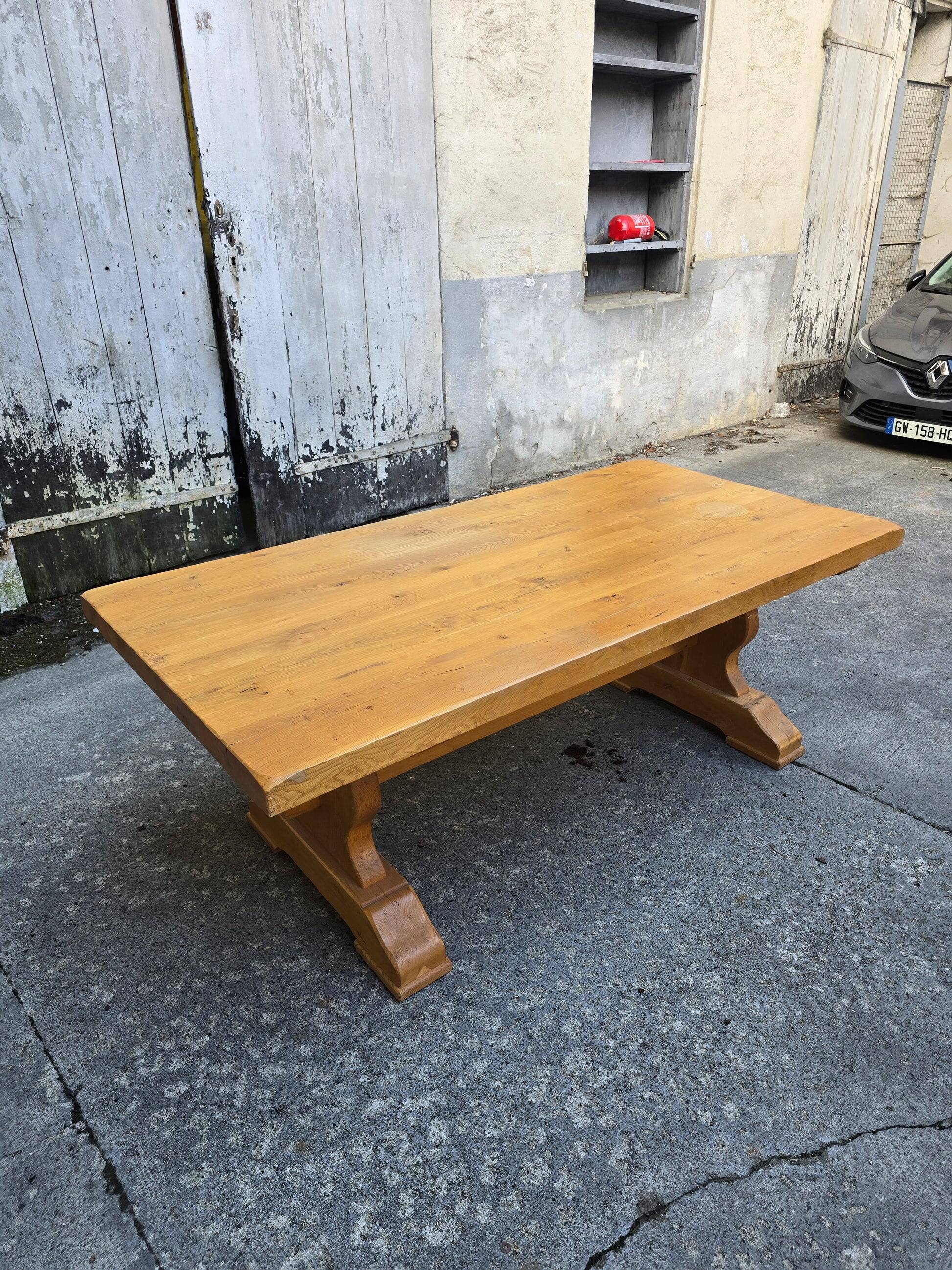 Large monastery table in solid oak – French handcrafted.