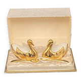 Porcelain swan salt & pepper duo with small spoons