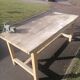 Old workbench workshop with wooden vices