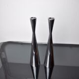 Pair of scandinavian diabolo candle holders, aluminum, sweden, 1970