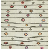 Hand-knotted turkish unique 1970s 222 cm x 343 cm beige hemp kilim carpet