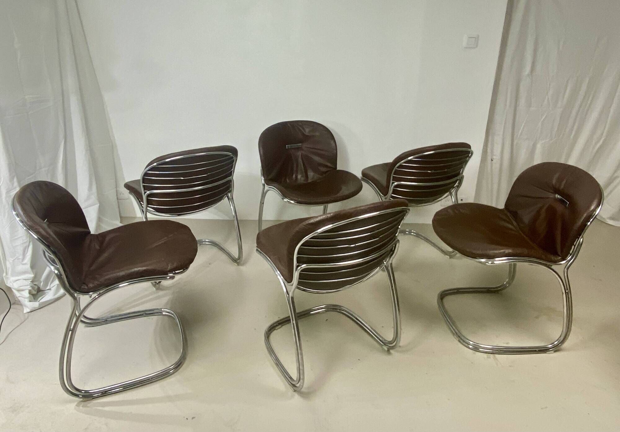 Set of six “Sabrina” chairs – Gastone Rinaldi for Rima Italy
