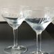 Lot 6 art décor champagne glasses, 1920s. chiseled ears of wheat/transverse lines motifs