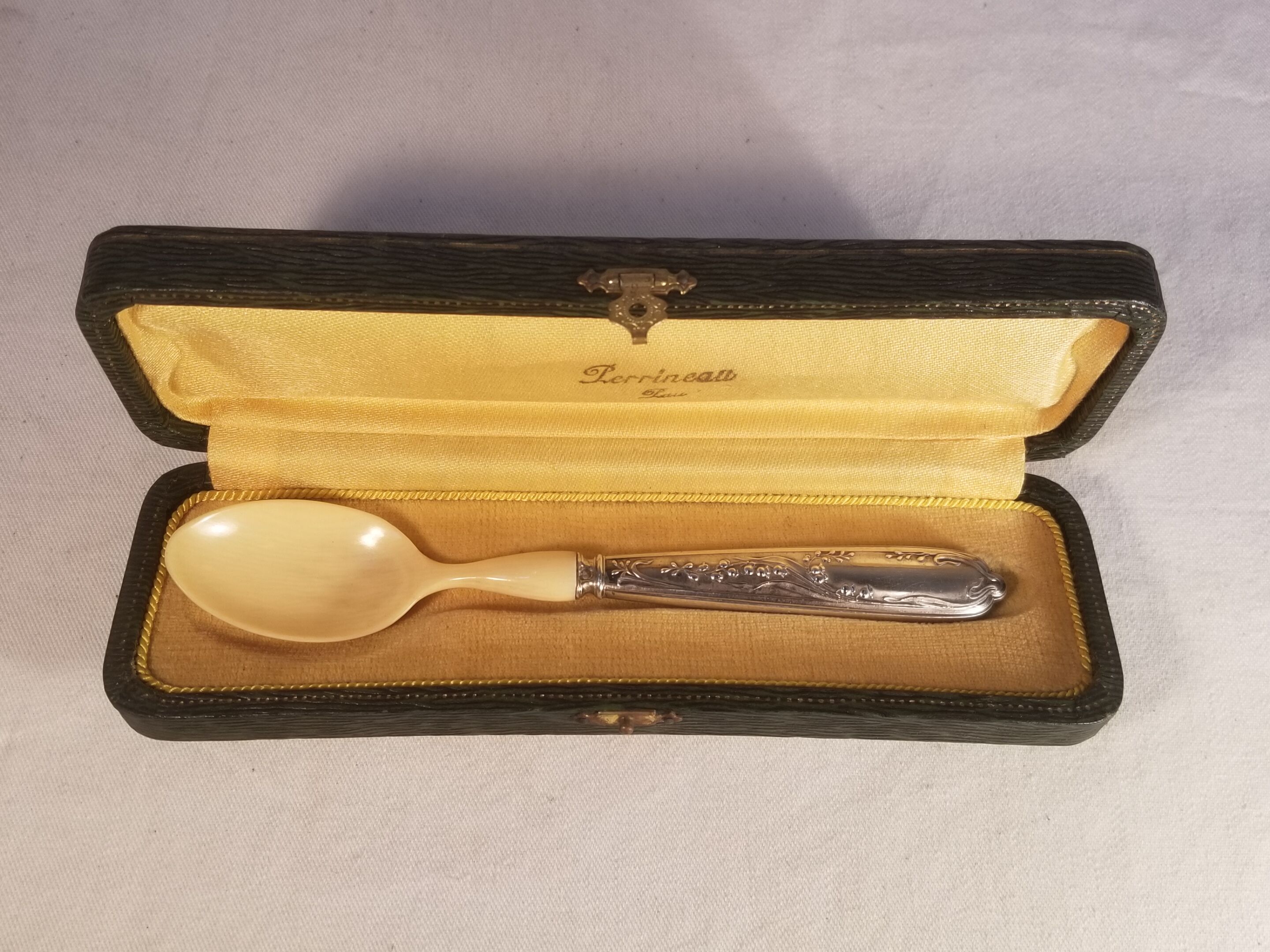 Old ivory silver porridge spoon