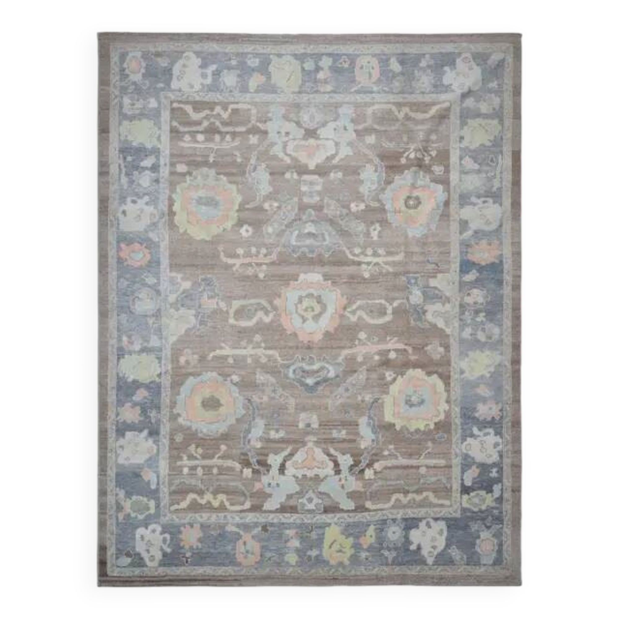 1970s Vintage Oushak Handmade Wool Brown Oversized Area Rug 314x392