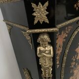 Meuble Napoléon III en bois noir et marqueterie de bois clair XIX siècle