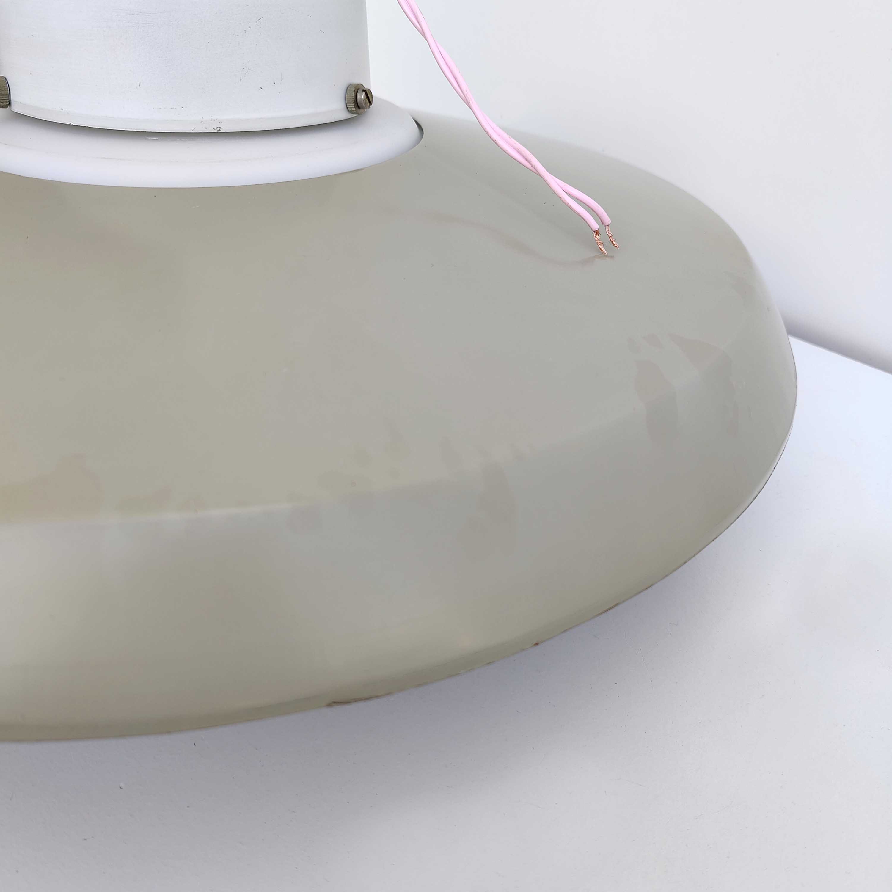 Ceiling lamp opaline glass and metal space age