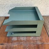 Former Locker Door Documents 3 Compartments Metal Green Vintage Workshop