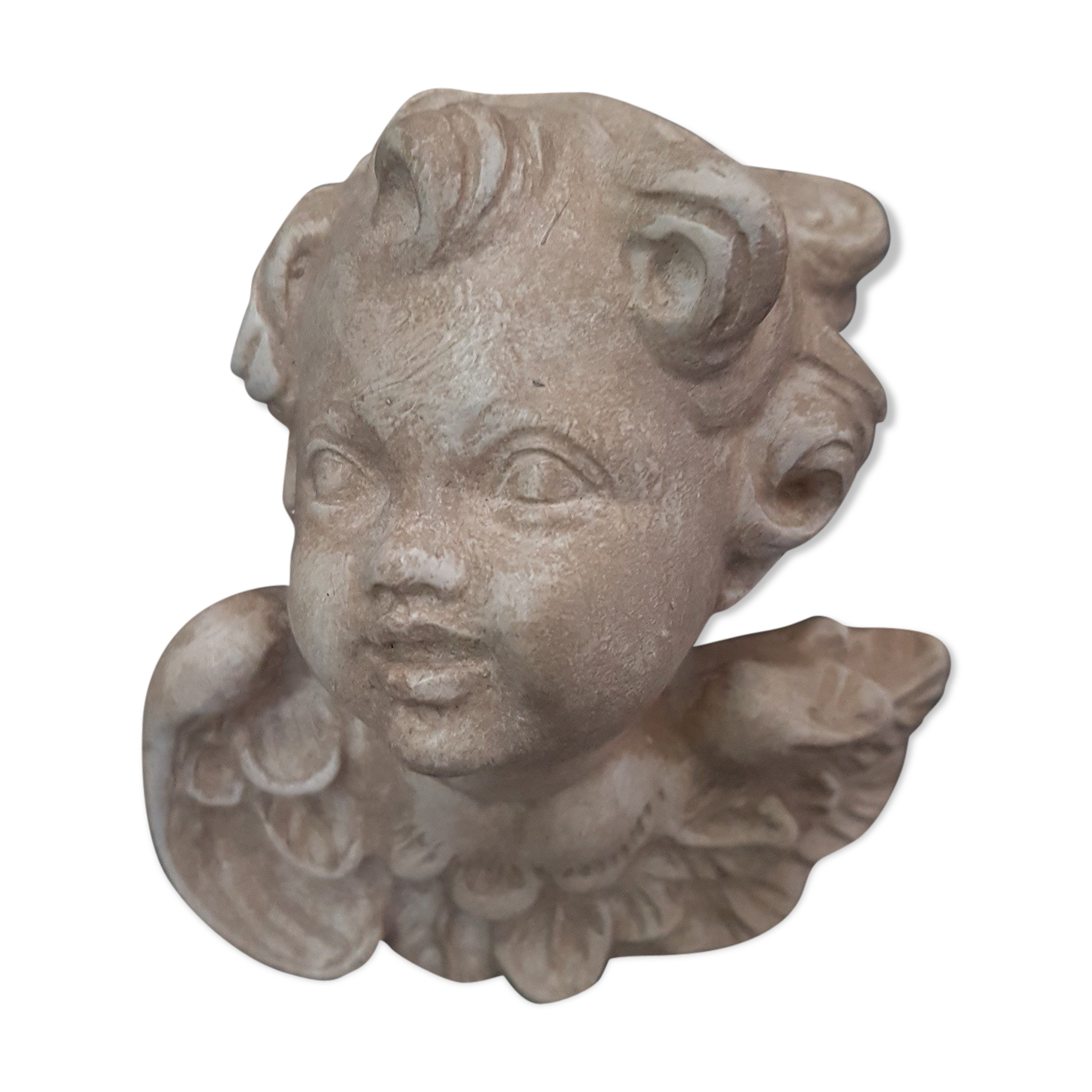 Plaster angel head bust